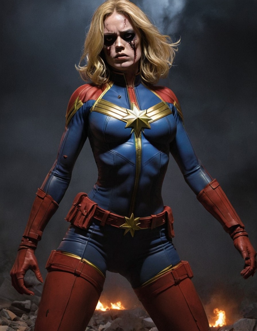 zombie, captain marvel, marvel comics, undead, superhero, marvel universe