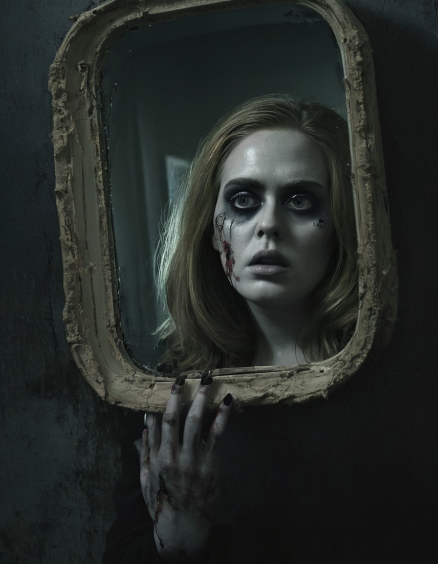 adele, mirror, reflection, zombie, horror, haunting, celebrities