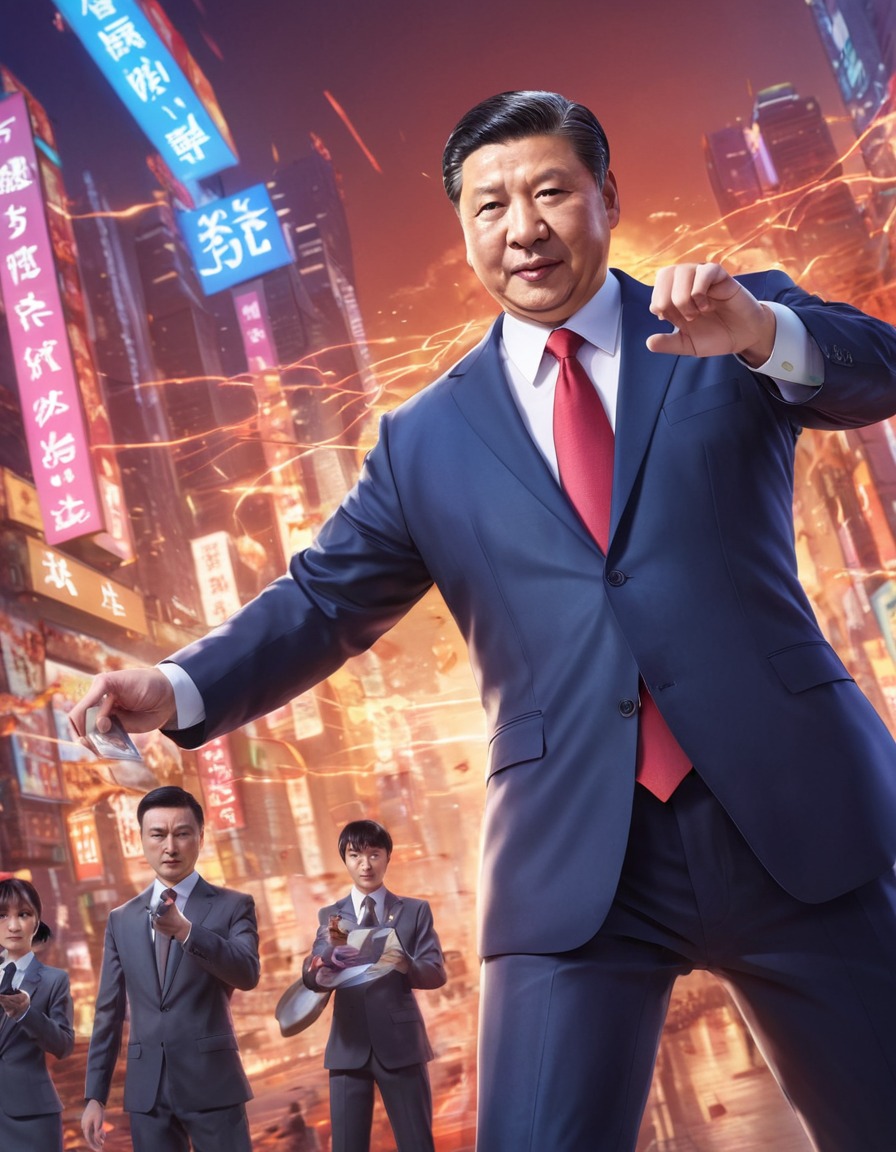 xi jinping, china, anime, corruption, futuristic city, politics