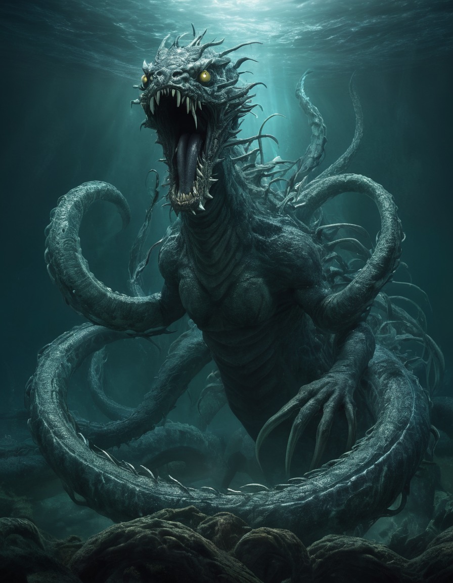 lernaean hydra, monster, greek mythology, mythical creature, sea serpent, hydra, hercules