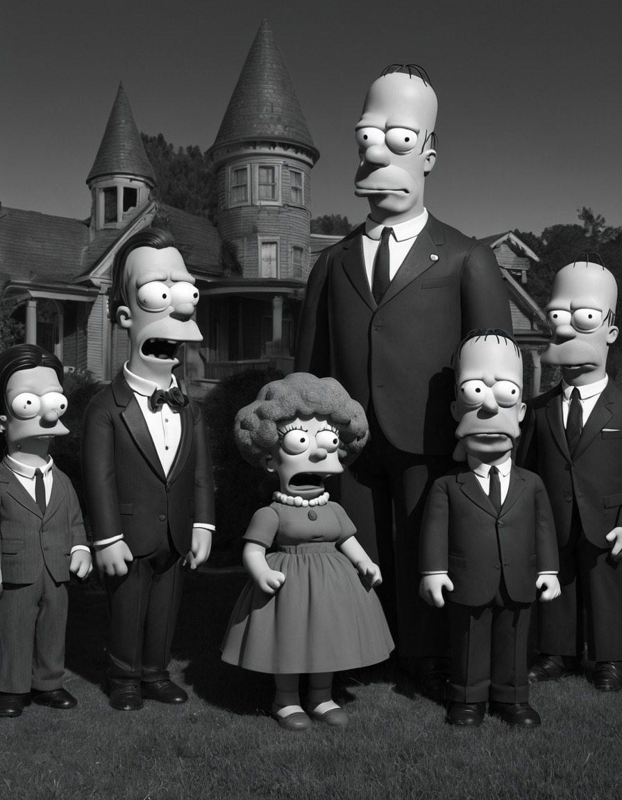 the simpsons, classic, black and white, silent film, simpsons