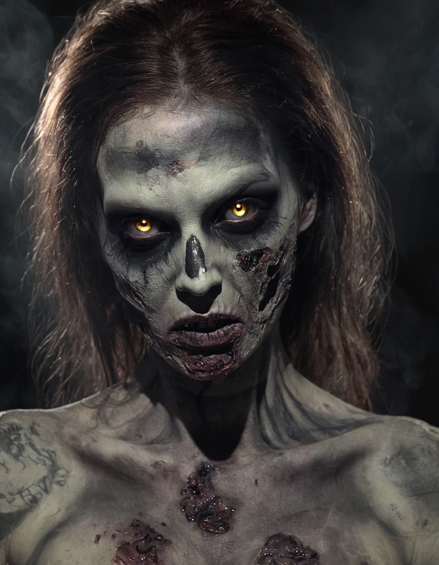 zombie, horror, dark, undead, makeup, spooky, nsfw