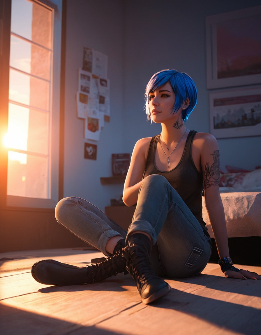 teenager, contemplation, nostalgia, sunset, window, games, girls from games