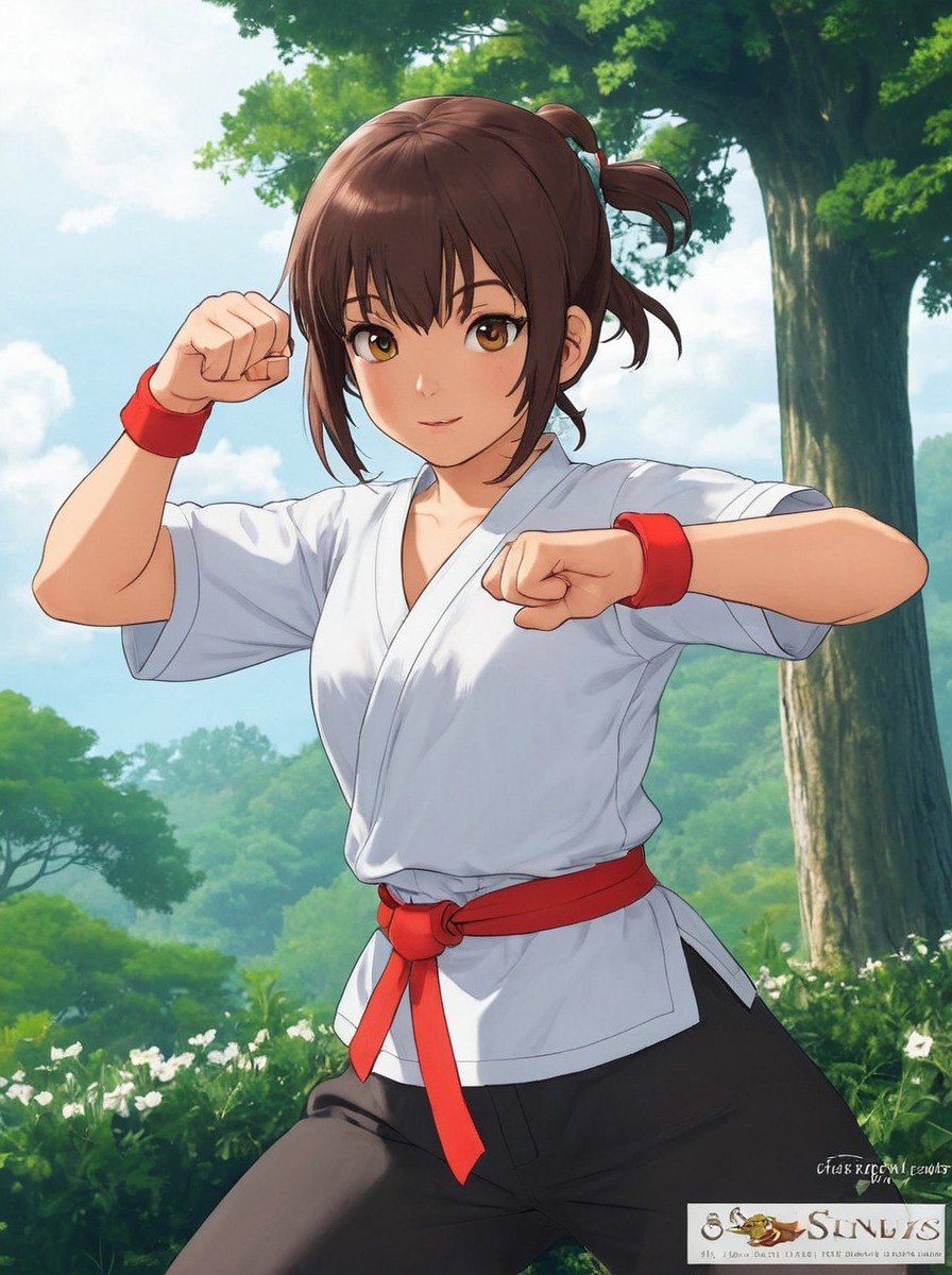 fighter, anime, fanart, animegirl, martialarts, cutegirl, fightergirl, forest, forestlandscape, karategirl, karatekid, landscapescenery, treesforest, traininggirl