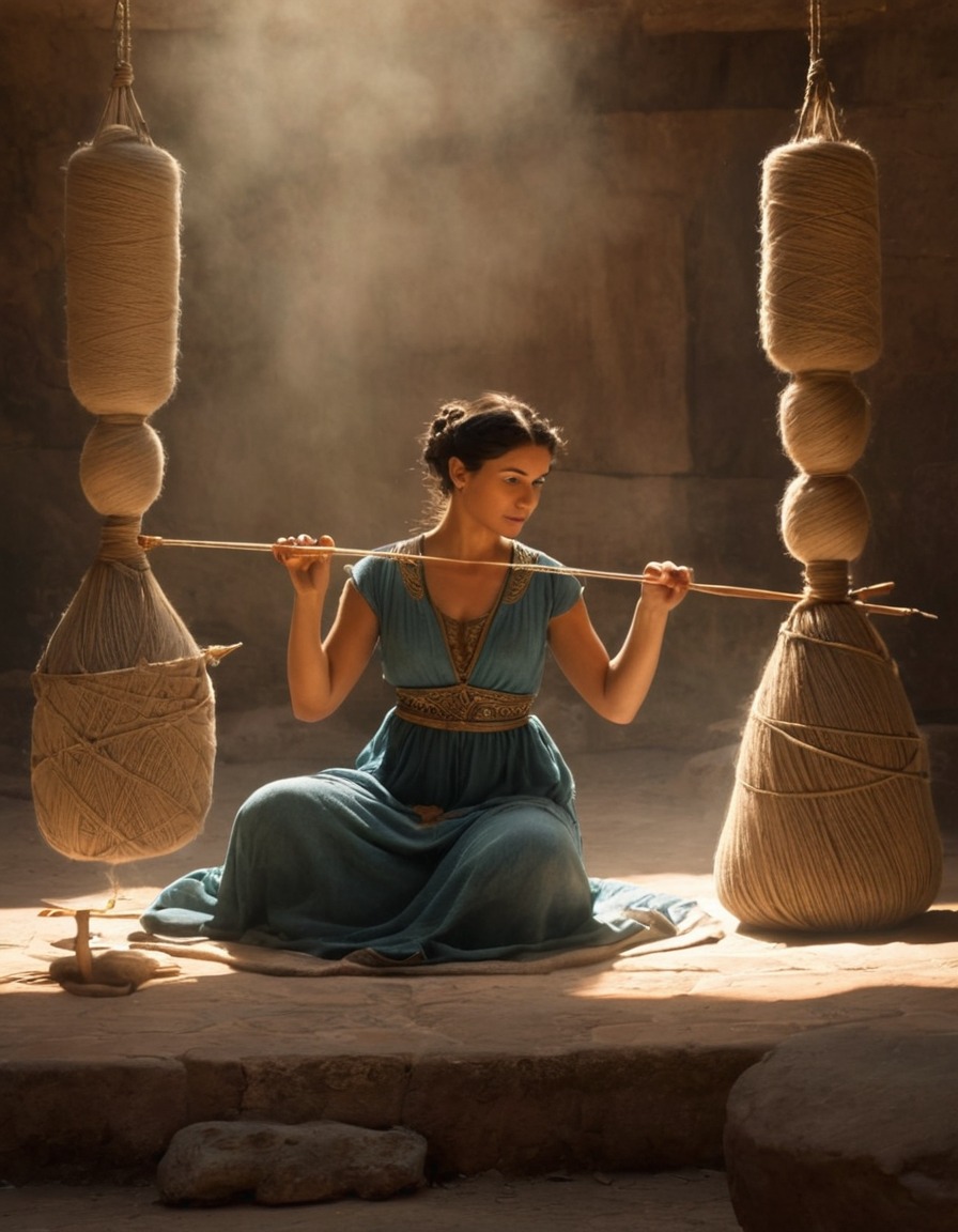 women, spinning wool, drop spindles, ancient rome, craftsmanship, textiles, ancient history