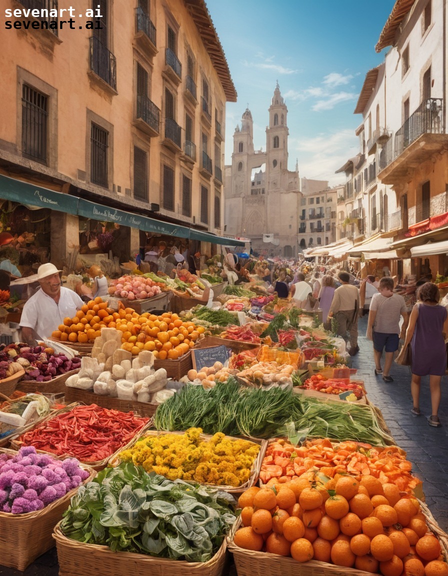 market, spain, vendors, fresh produce, local crafts, europe