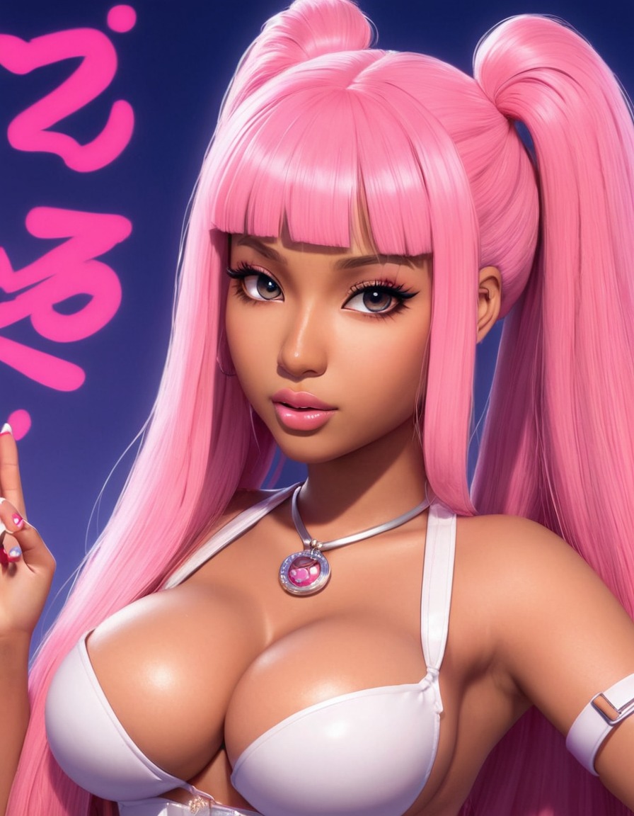 nicki minaj, anime, rapper, music artist, pop culture, cartoon, celebrity