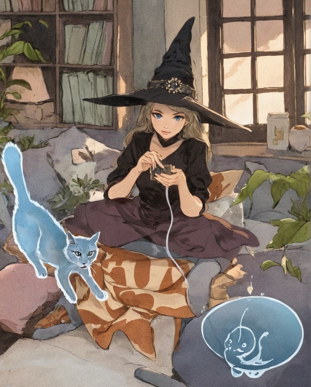 illustration, drawing, witch