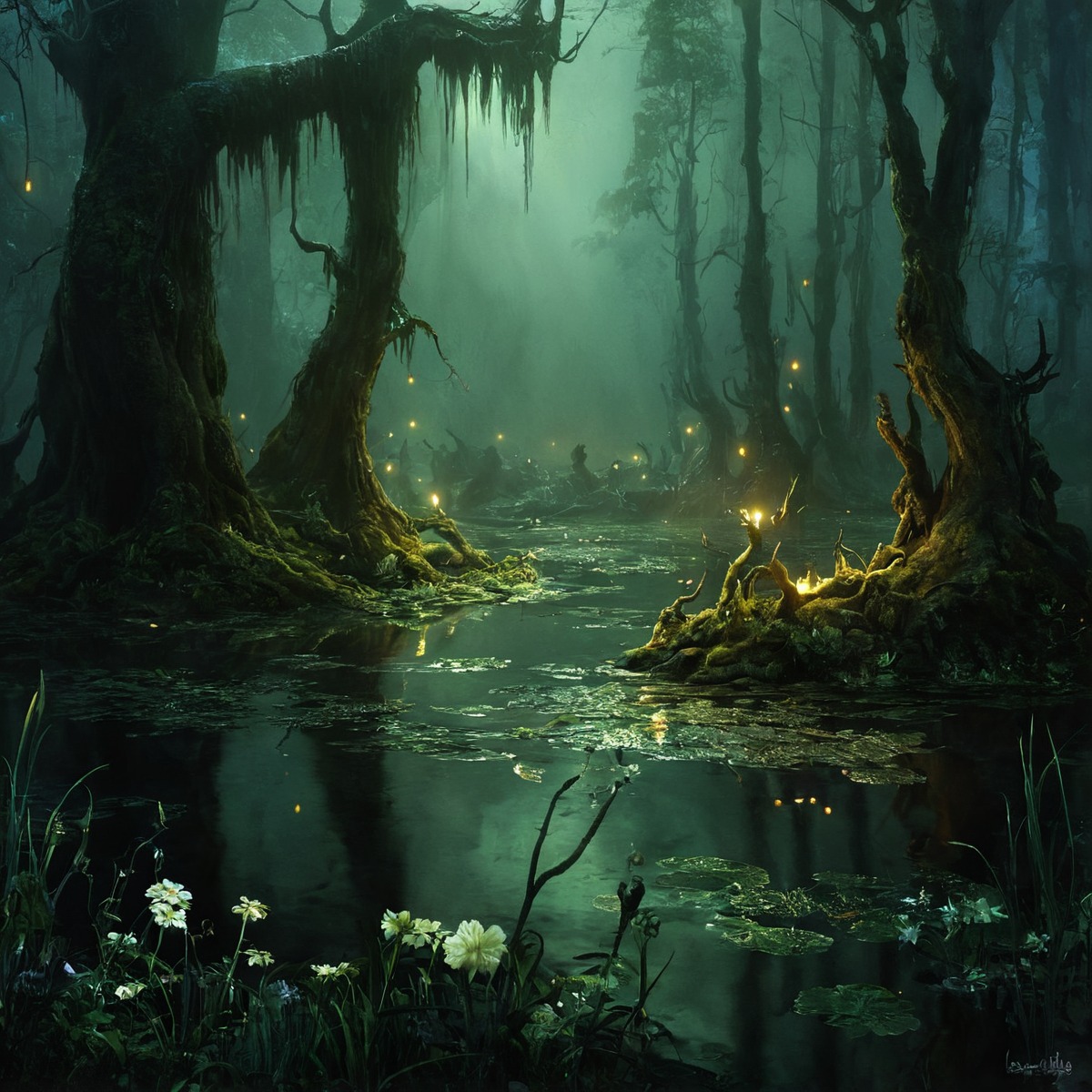 digitalart, fantasyart, forest, swamp, aiart