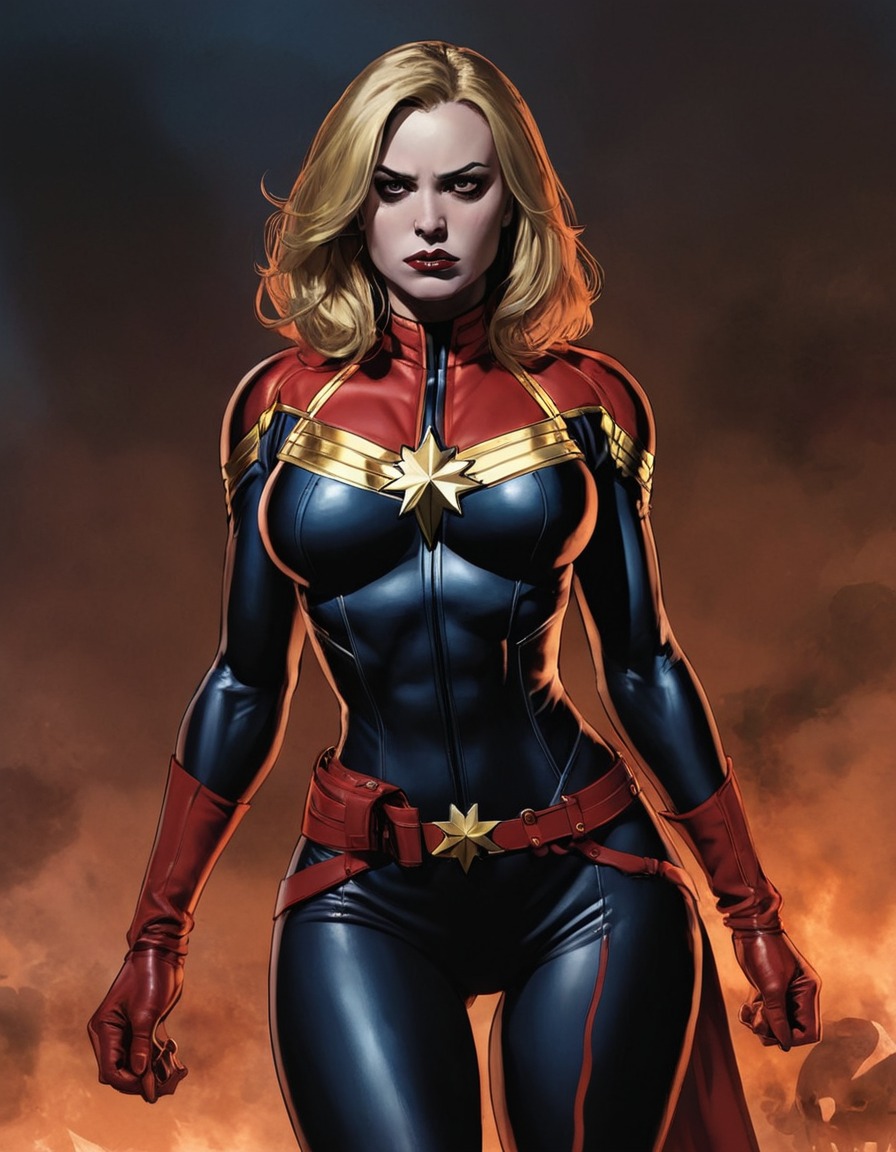 vampire, captain marvel (marvel comics), transformation, superhero, marvel comics