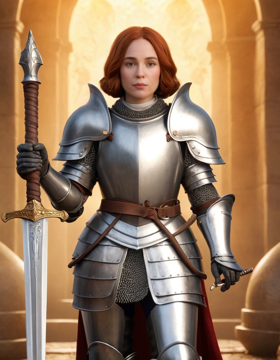 joan of arc, caricature, armor, baguette, humor, funny