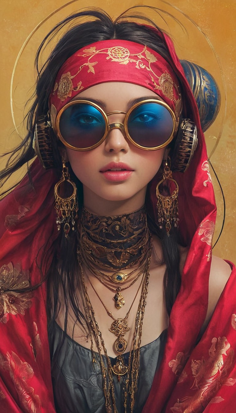 character, coolgirl, desing, girl, headphones, pirate, pirategirl, piratewoman, red, sunglasses, art