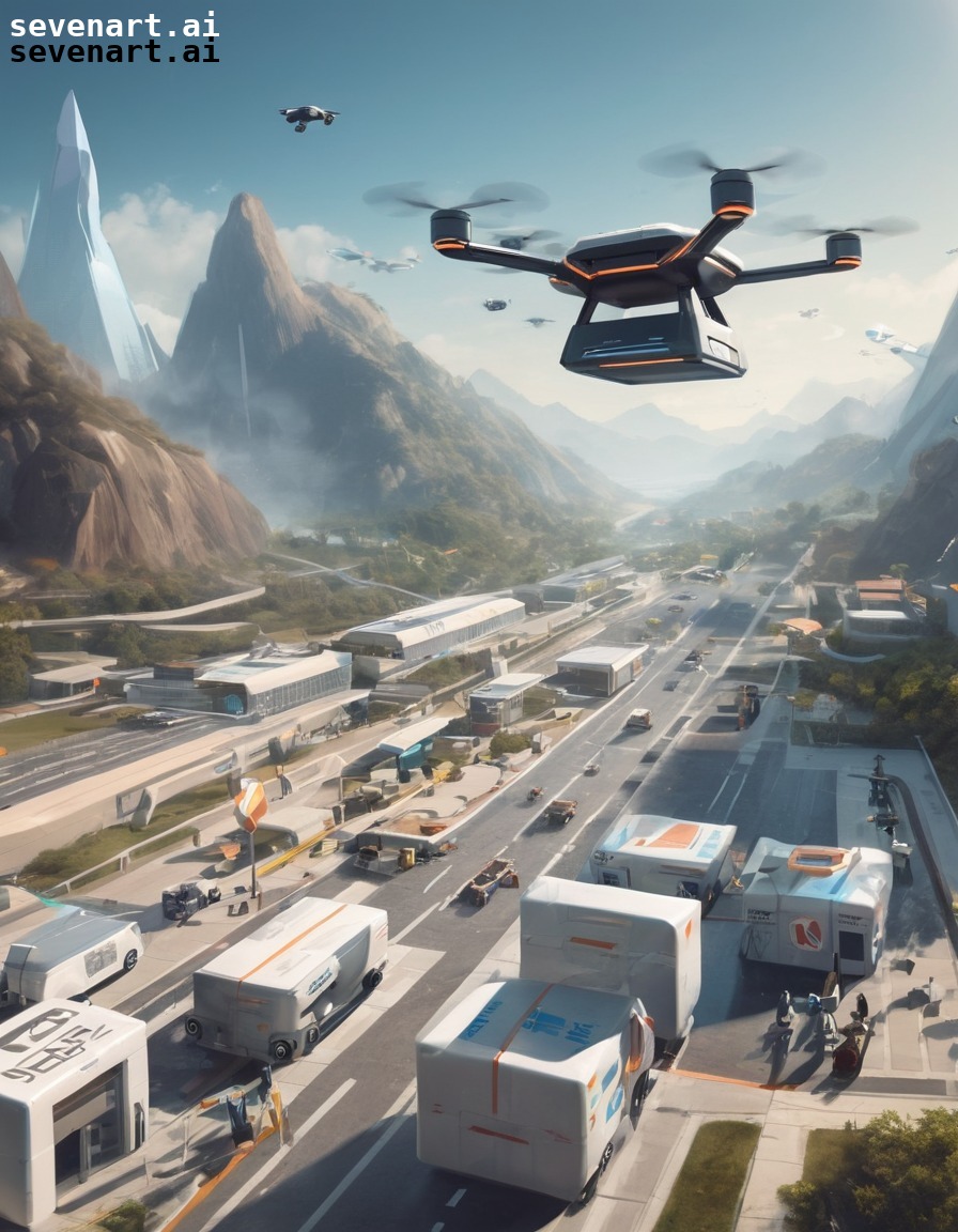 drones, self-driving cars, transportation, technology, futuristic, ai world