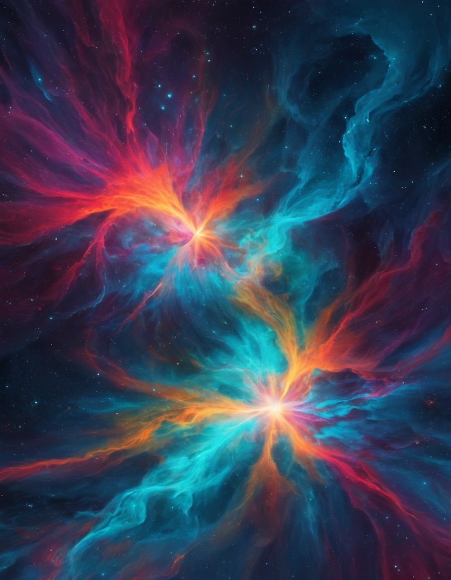 surreal, nebula, vibrant, colors, shapes, space, stars