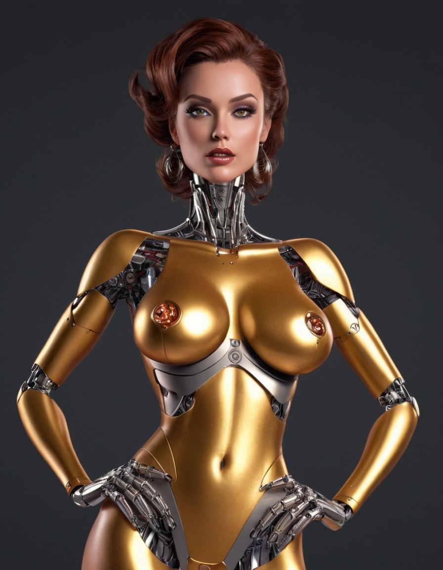 mutations, woman, female, metallic skin, robotic appearance