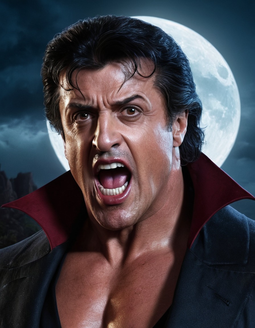 sylvester stallone, vampire, moonlight, fangs