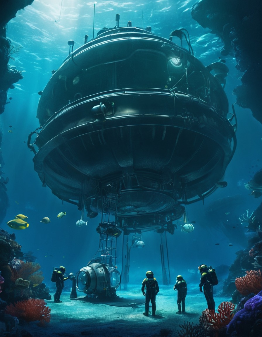 underwater, research facility, deep sea, exploration, advanced technology, future