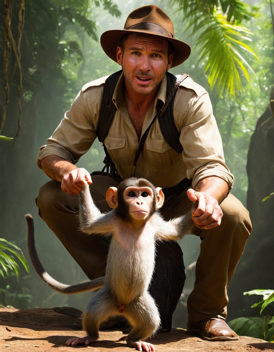 indiana jones, monkey, hat, adventure, books