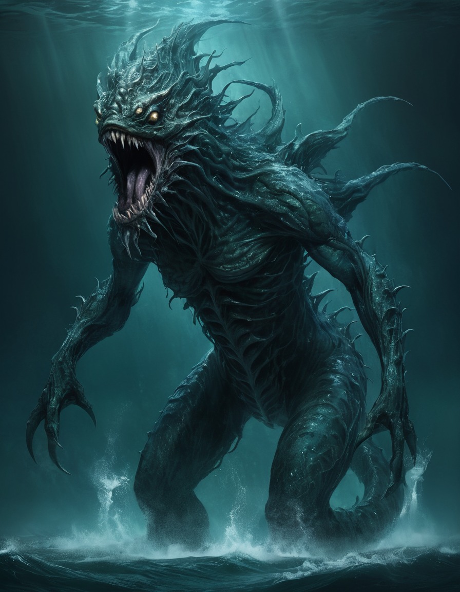 water sprites, sea monster, mythical creatures, mythology, fantasy, legend, frightening