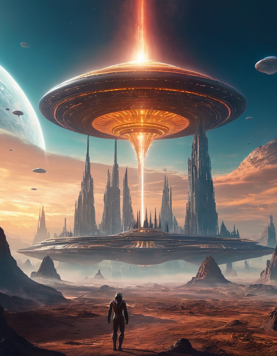 alien, mothership, futuristic, landscape, extraterrestrial, aliens