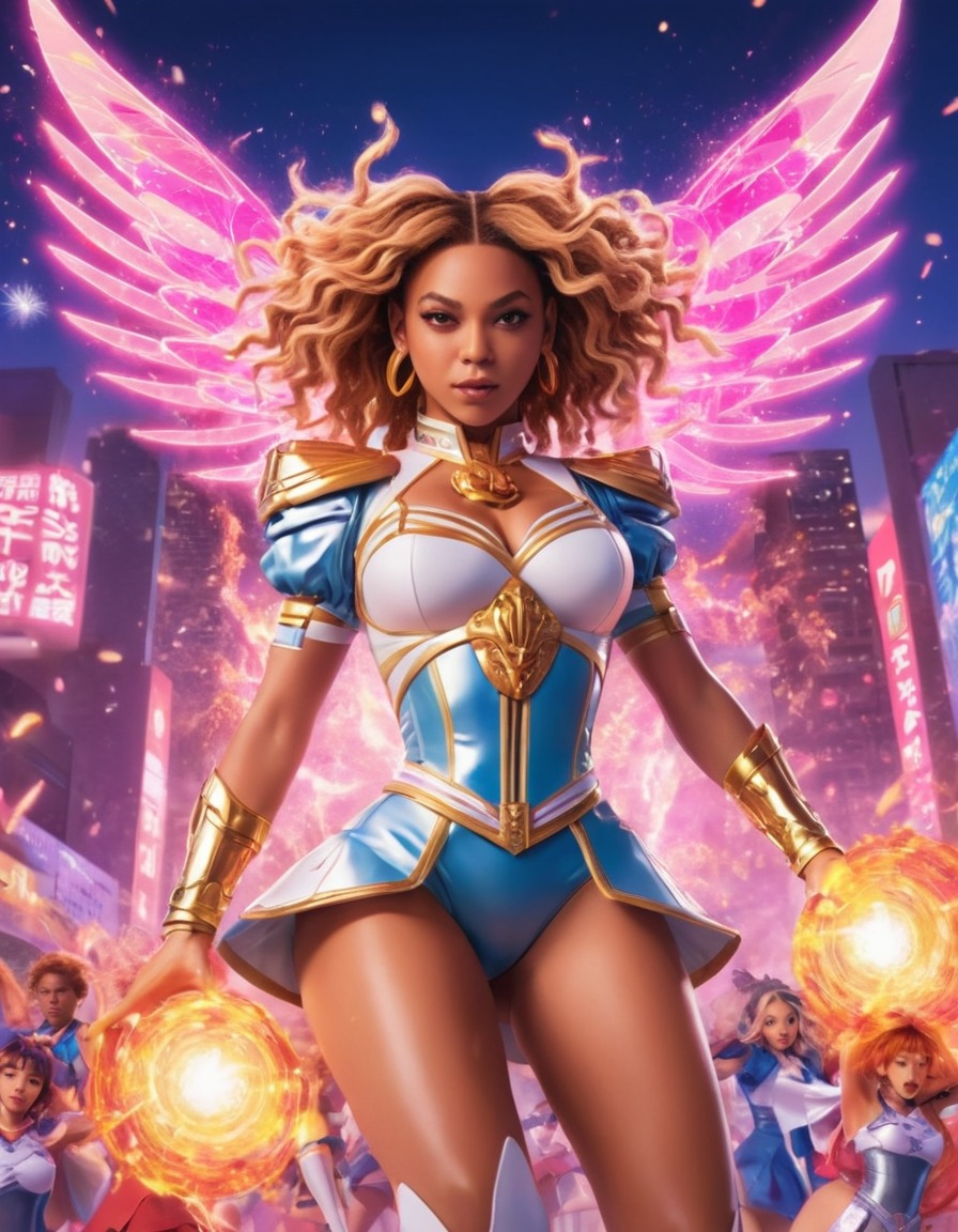 beyoncé, magical girl, music, dance, powerful, battle, anime