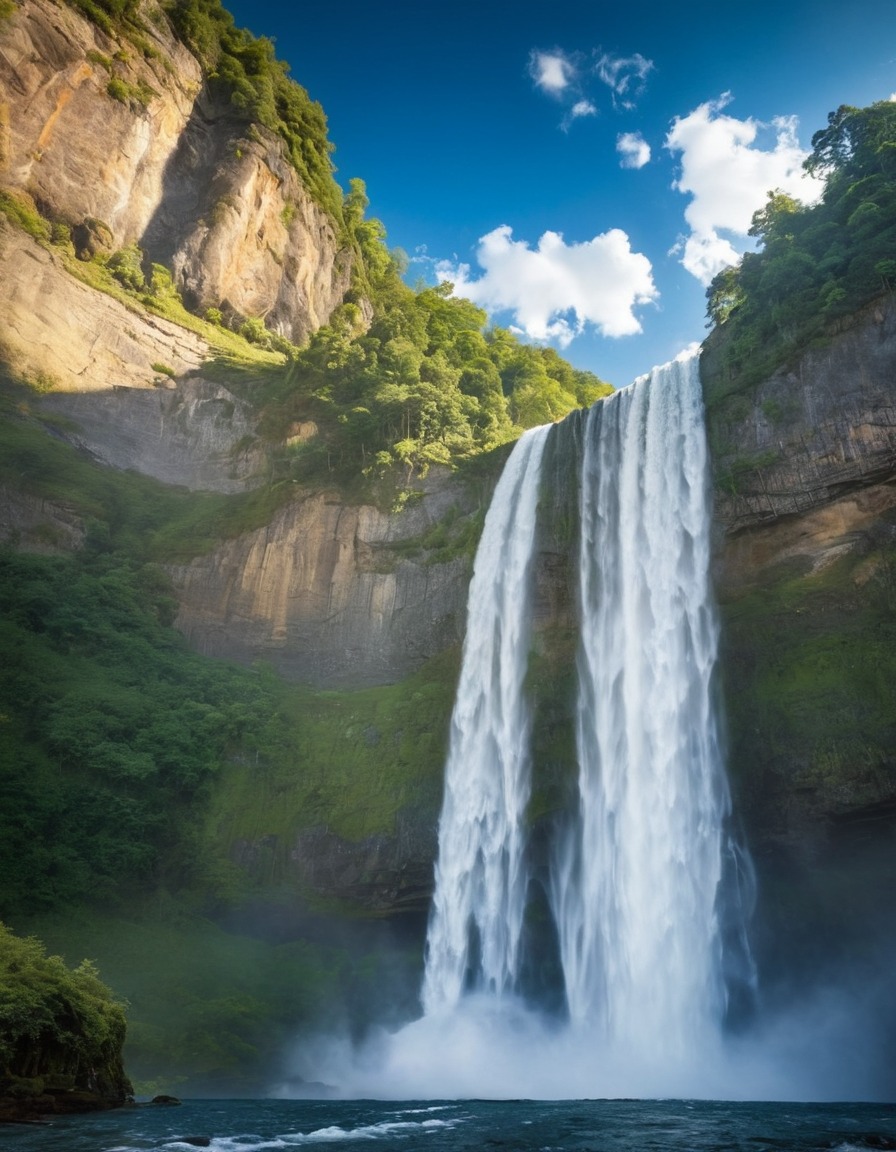 waterfall, nature, majestic, sky, fantastic