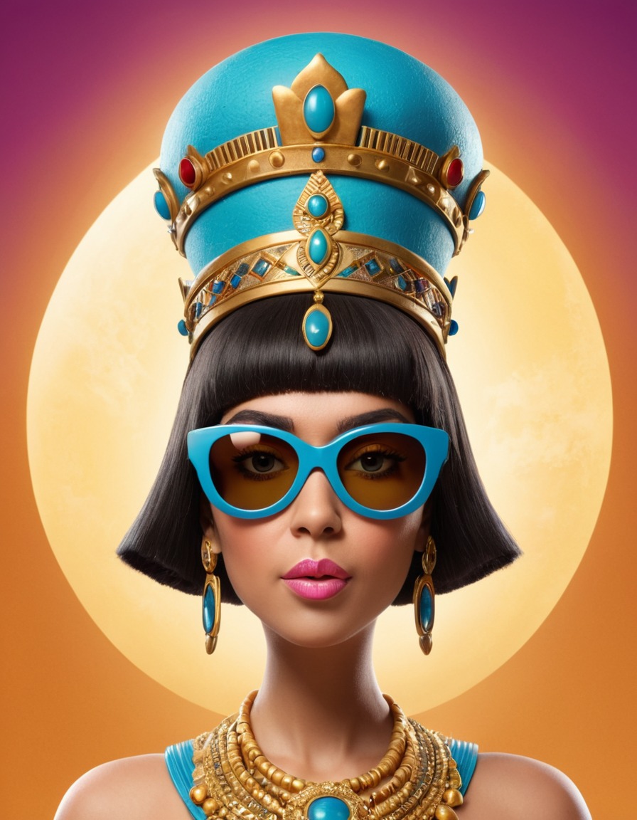 caricature, cleopatra, sunglasses, crown, funny