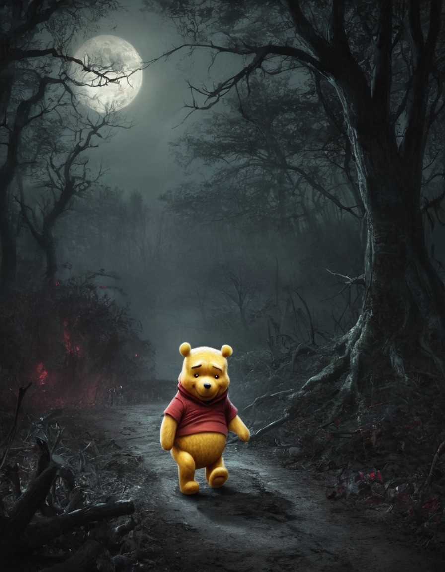 zombie, winnie the pooh, hundred acre wood, undead, horror