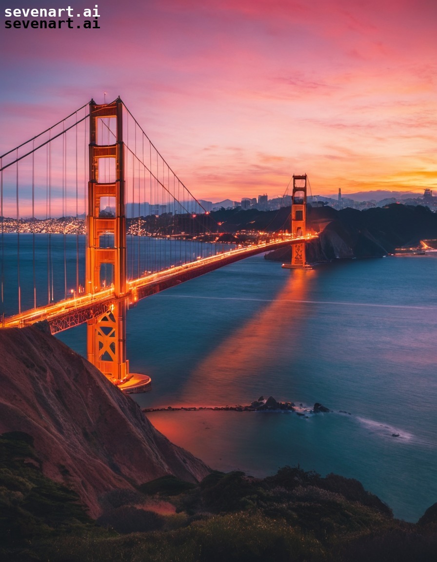 sunset, golden gate bridge, san francisco, skyline, cityscape, usa