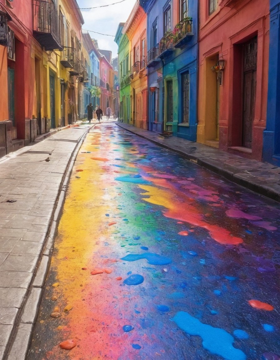 rainbow colors, street art, abstract, urban environment, vibrant, public display, artistic expression