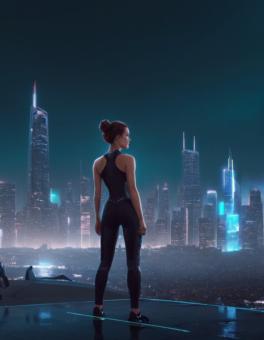 futuristic, parkour, night, cityscape, action, games, girls from games