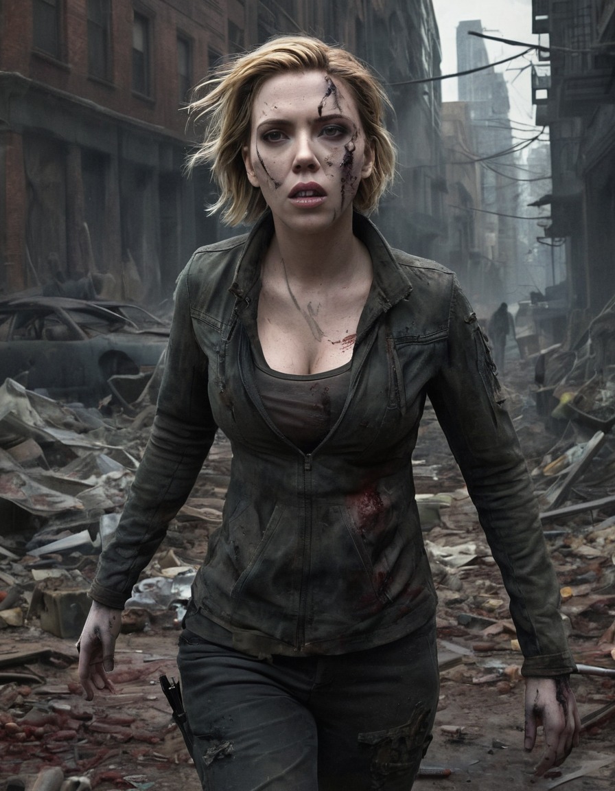 scarlett johansson, zombie, post-apocalyptic city, actress, celebrities