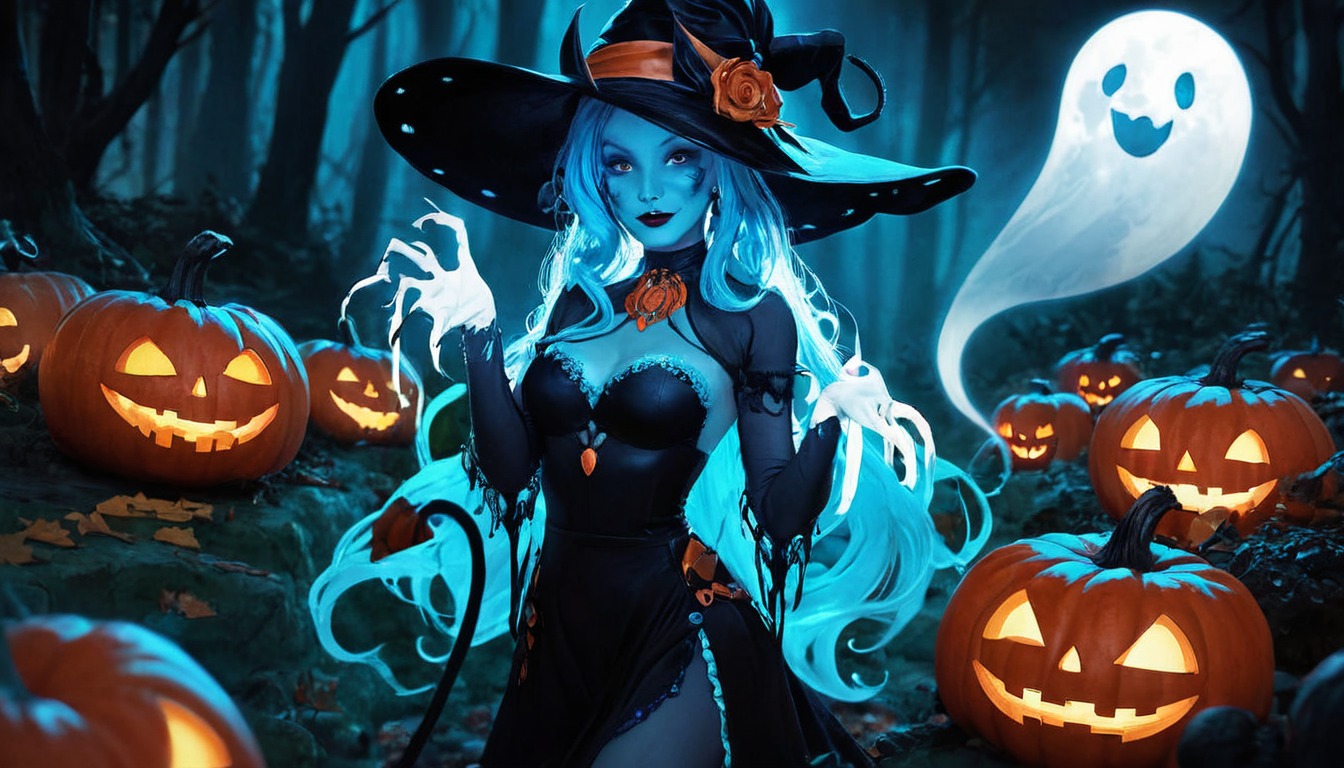 magic, witch, halloween, digitalart, animegirl, spooky, anime, horror, fanart, adoptable, bewitched, demon, demongirl, ghost, ghostgirl, aiart, spooktober, ai_generated_art, ai_artworks, gigglingghosts