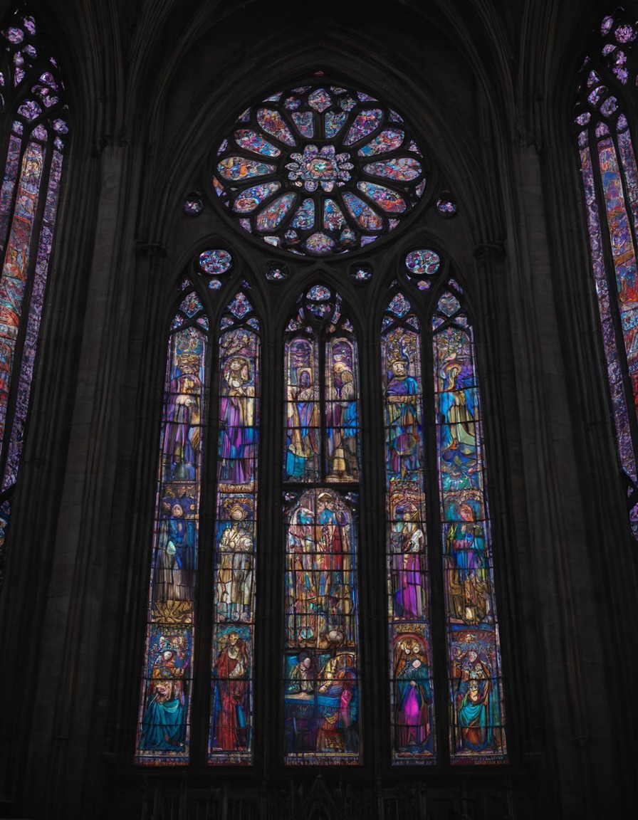 architecture, gothic, cathedral, stained glass, details