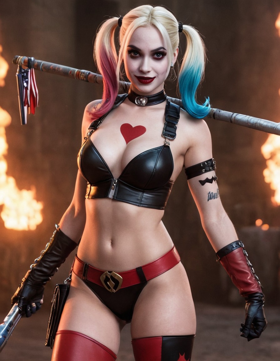 superhero, harley quinn, dc comics, victory, comic book, battle, defeat