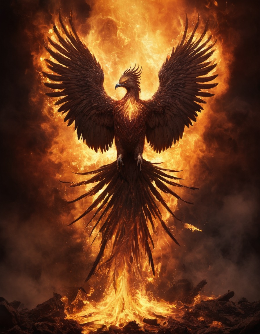 phoenix, mythical creature, rebirth, fire, legendary bird, mythology