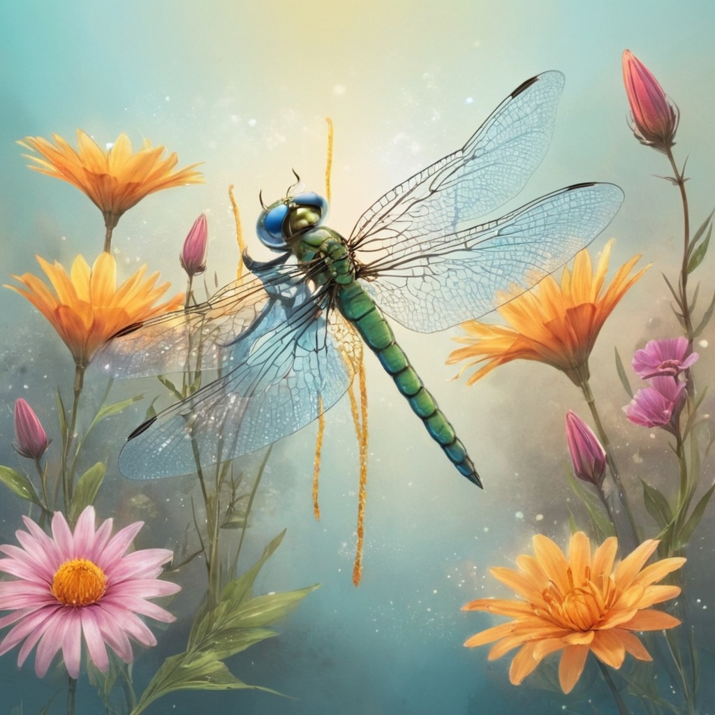 digitalart, fantasyart, digitalpainting, insect, butterflies, dragonfly