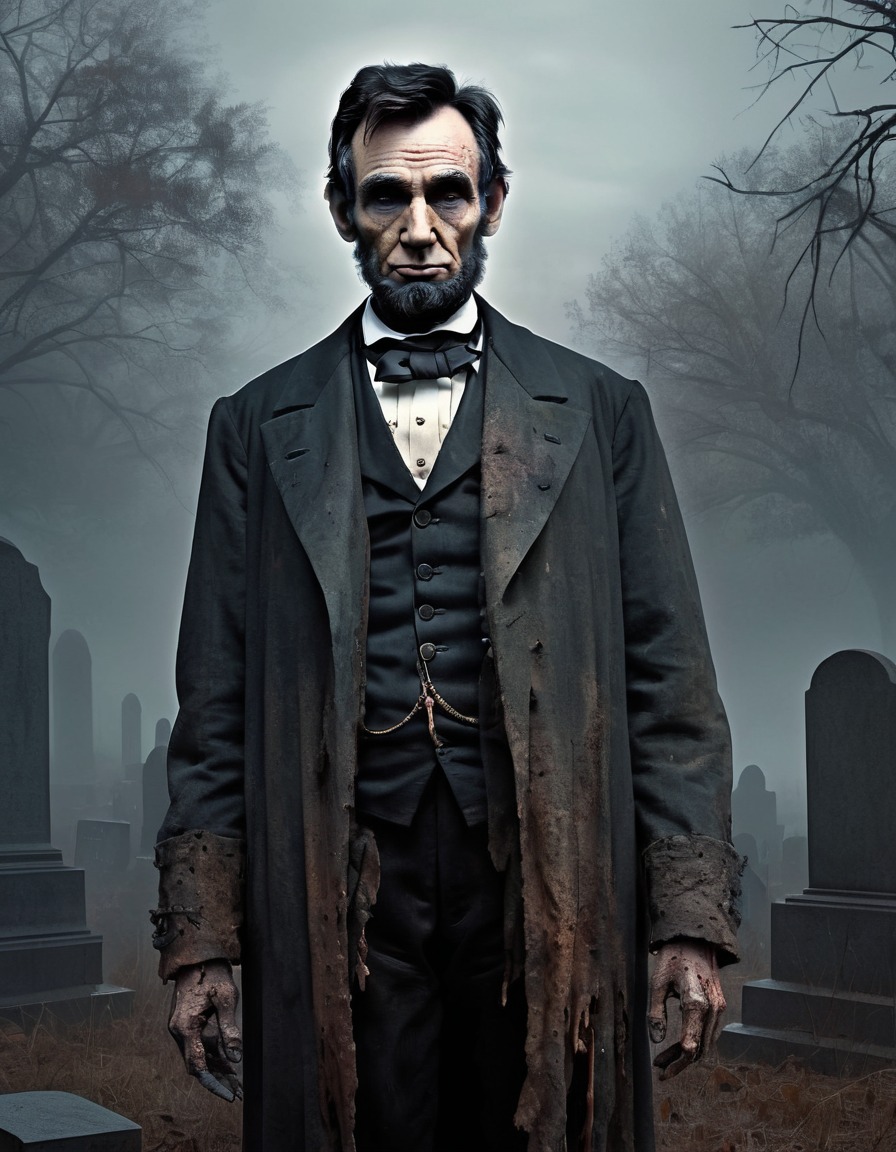 abraham lincoln, undead, zombie, graveyard