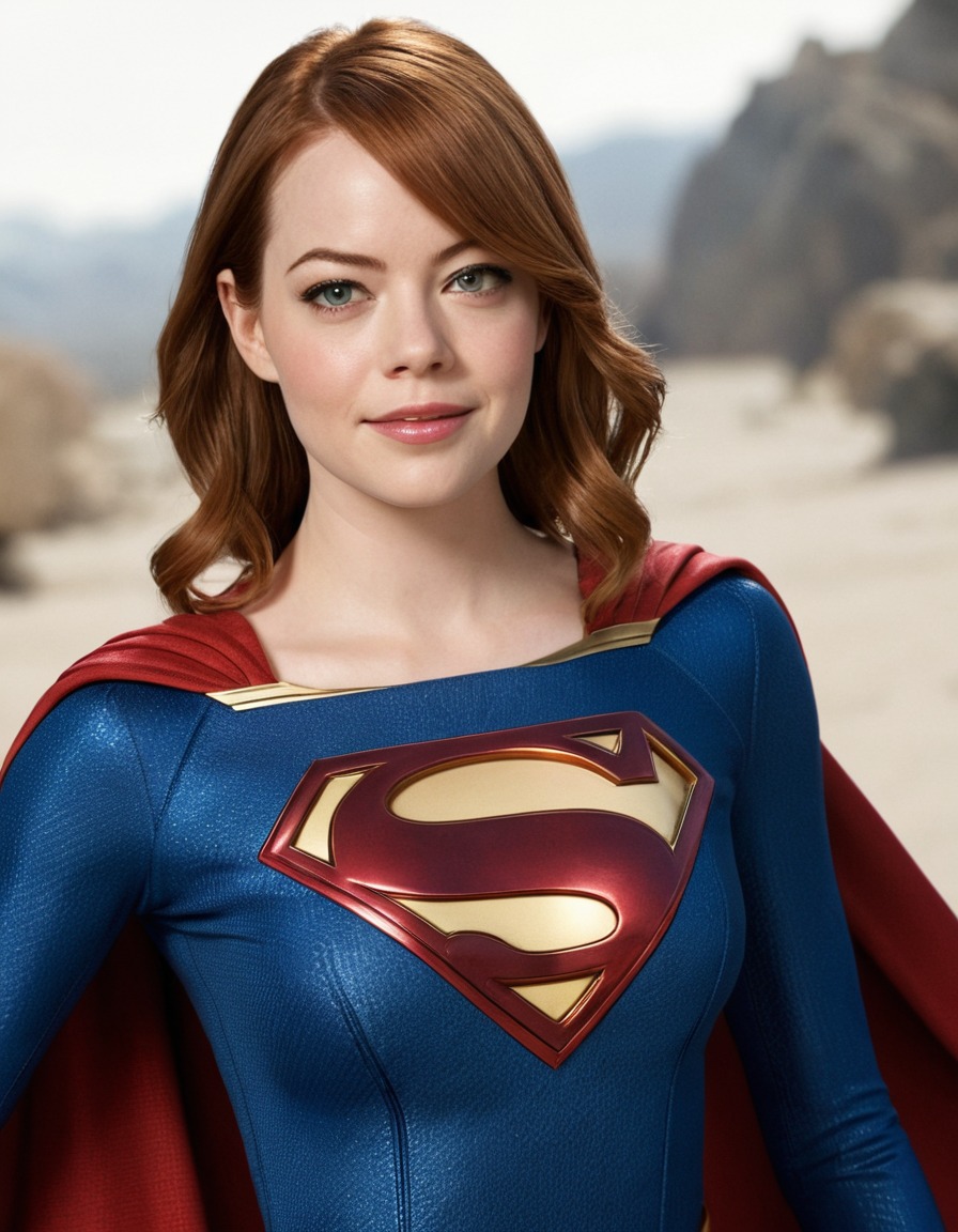 emma stone, supergirl, actress, superhero, costume, super powers