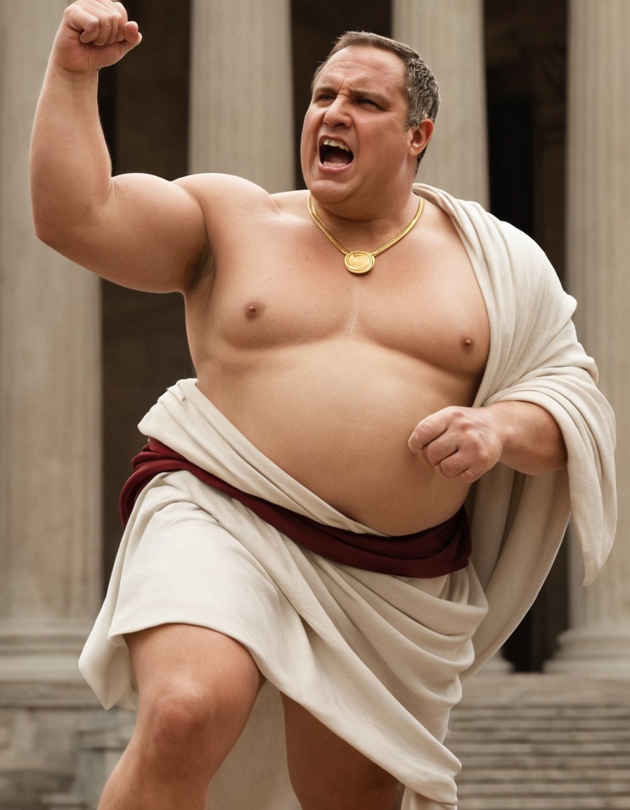 julius caesar, roman, chubby, toga, struggle, fat