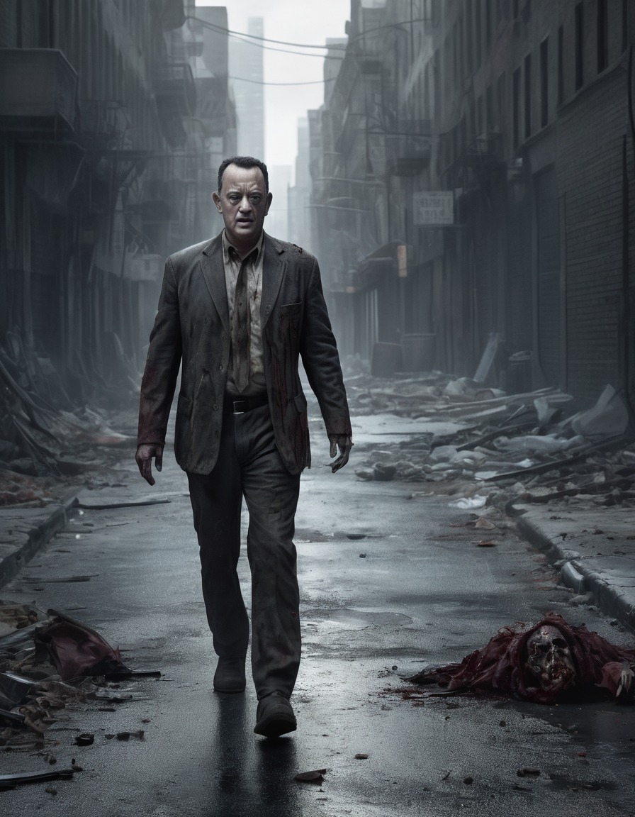 tom hanks, zombie, deserted city, street, celebrities