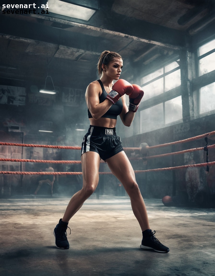 female, boxer, training, urban, gym, woman sport, sport