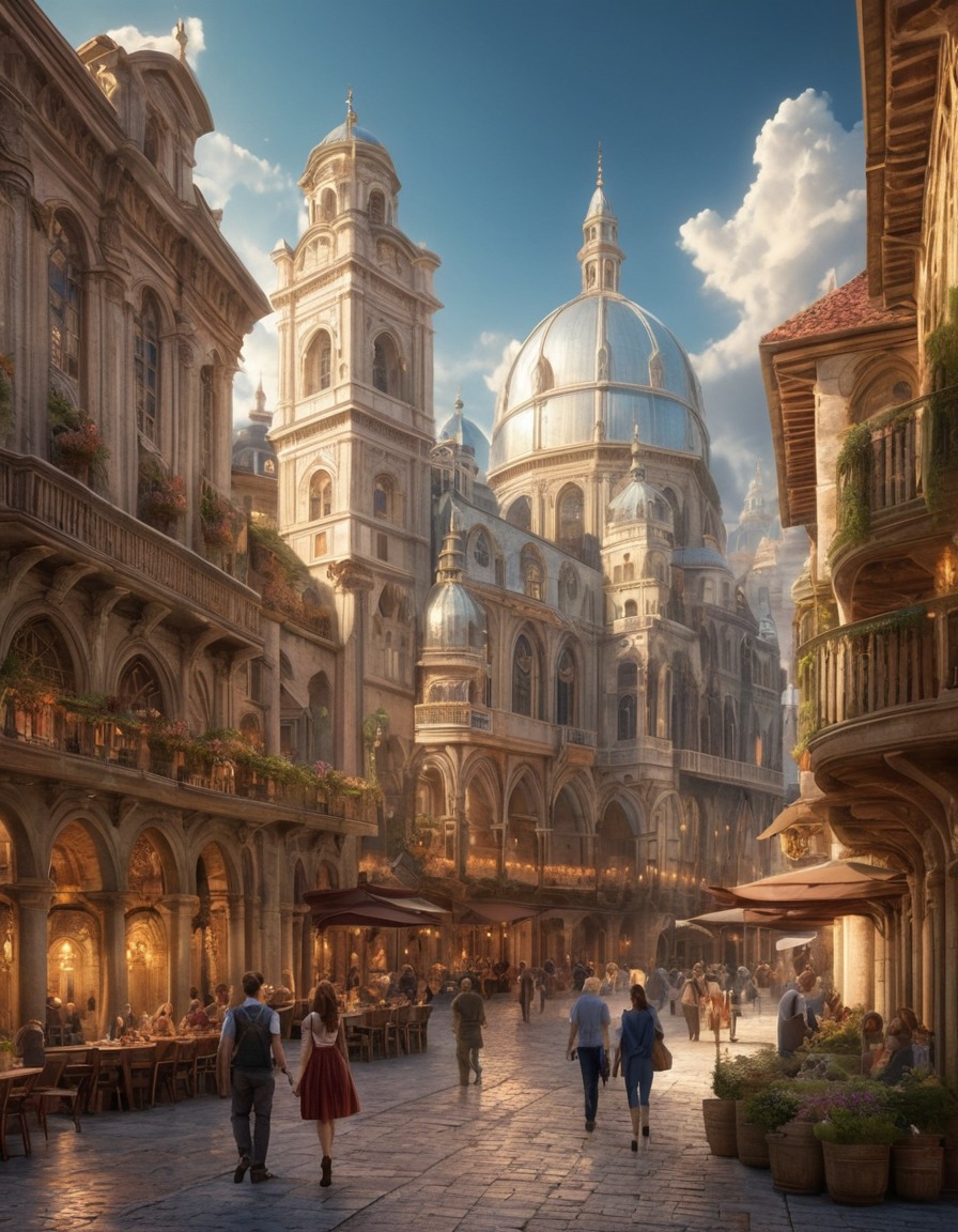 renaissance, cityscape, architecture, historical, bustling, european, grand architecture