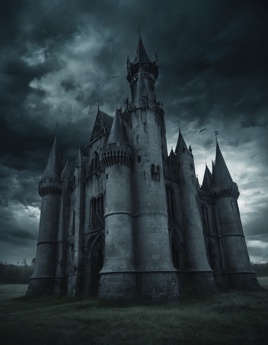 gothic castle, stormy sky, ominous, deserted, gloomy, gothic, underground, dark