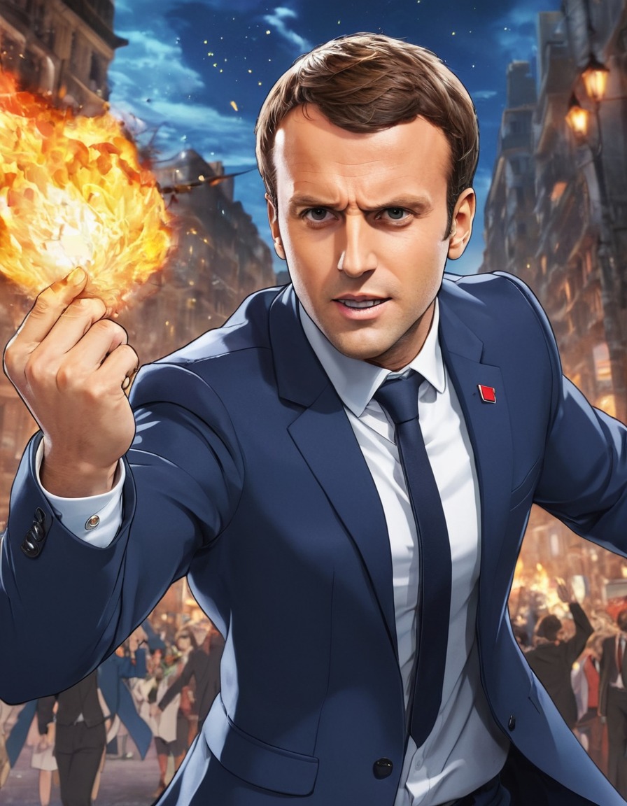 emmanuel macron, anime, protagonist, justice, charismatic, determined, politics