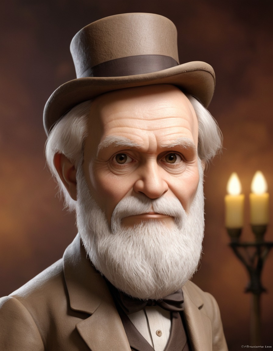 charles darwin, caricature, illustration, humor, science, funny