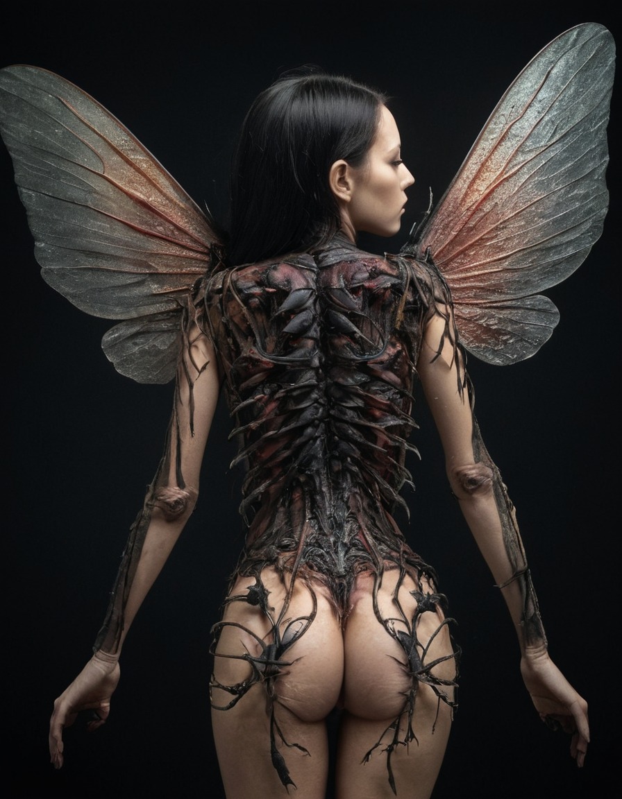 mutations, woman, female, insect-like wings, biological transformation, fantasy creature