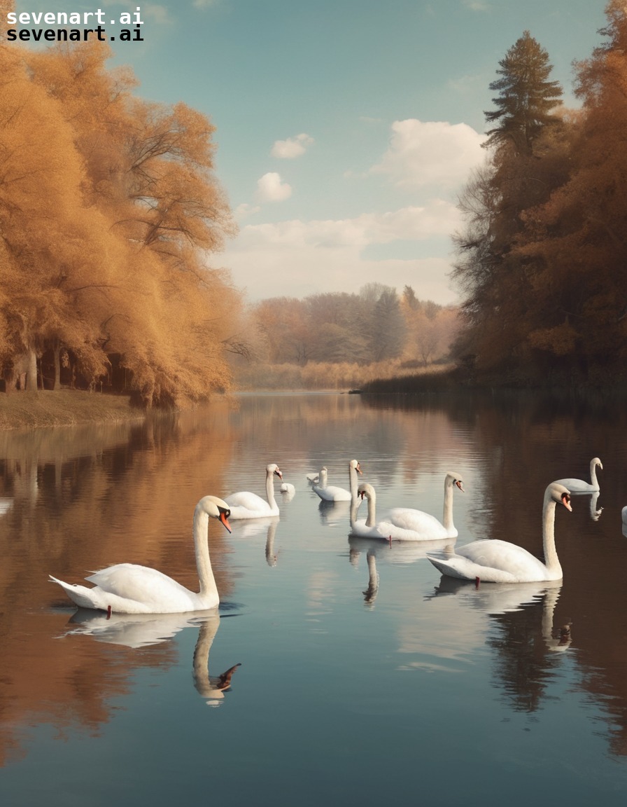 swans, graceful, pond, nature, wildlife