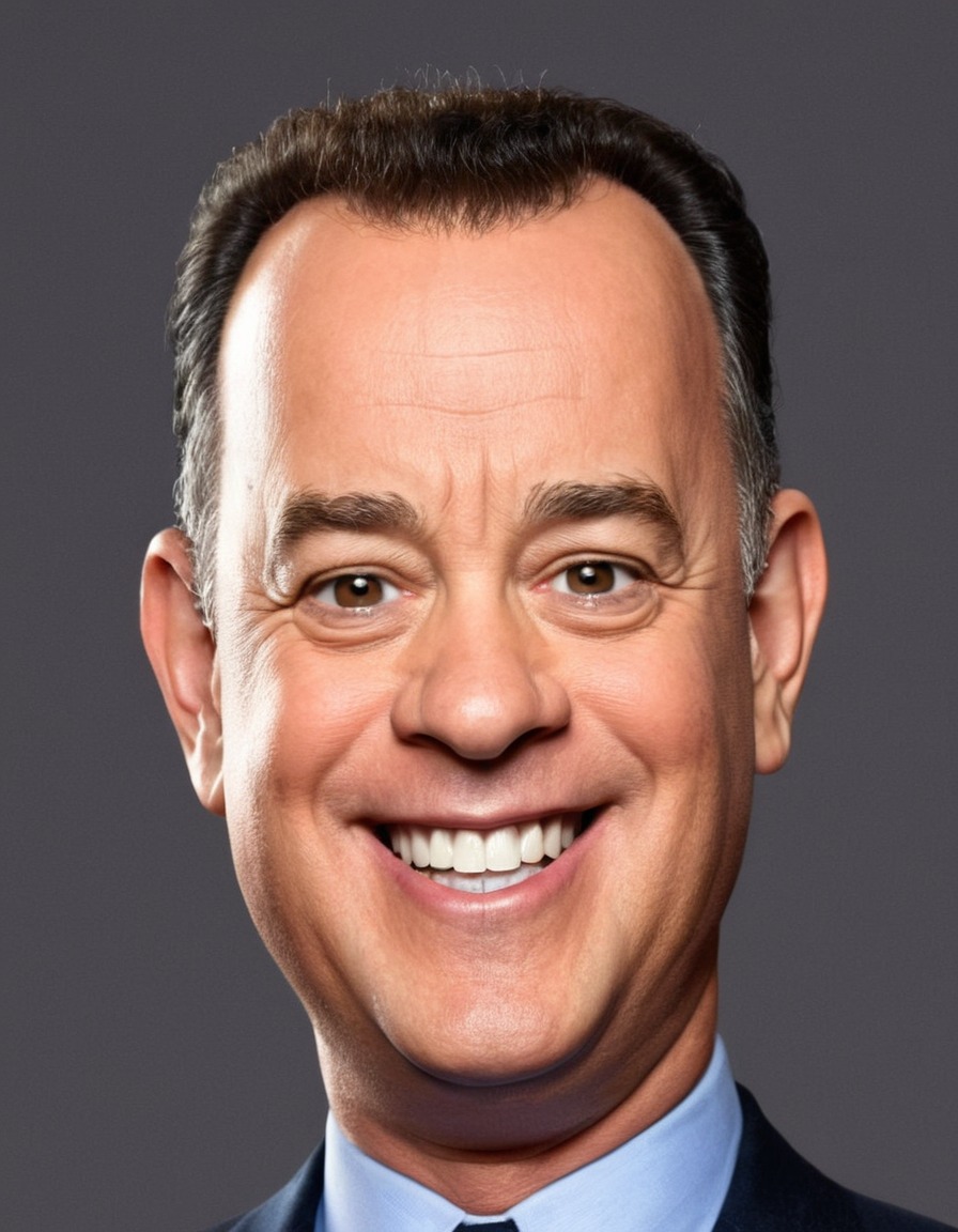 tom hanks, caricature, big head, smile, actor, celebrity, comedy