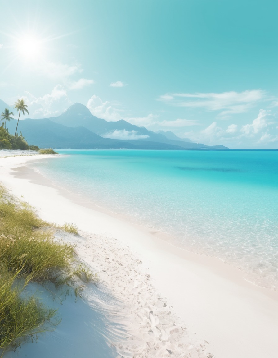 beach, turquoise waters, white sand, tranquil, paradise, nature